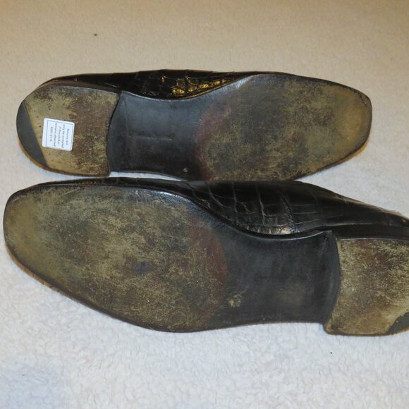 Ralph Lauren Purple Label Edward Green Black Crocodile Leather Derby 9.5/10